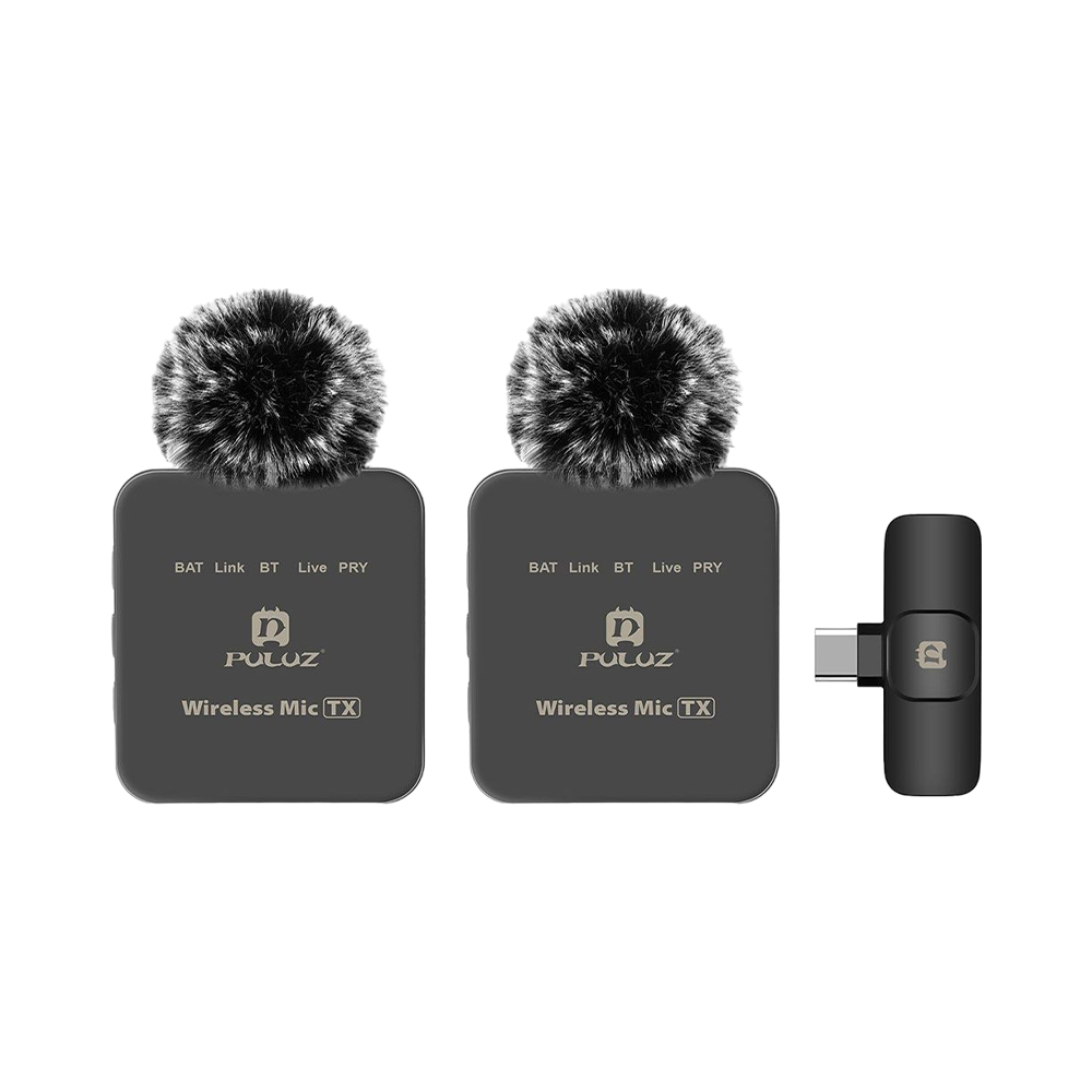 Microfone Sem Fio Puluz PU648B Dual Tipo-c