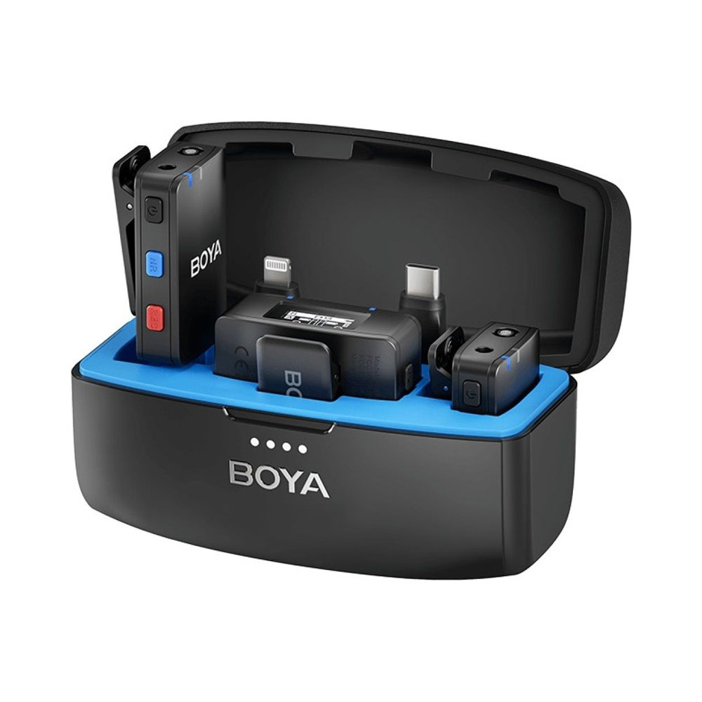 Microfone Sem Fio Boya Boyamic 3 em 1 2TX+1RX Preto