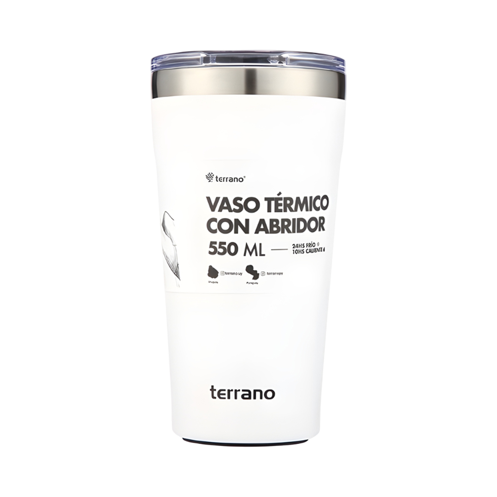 Copo Térmico com Abridor Terrano Terrano 550ML Branco