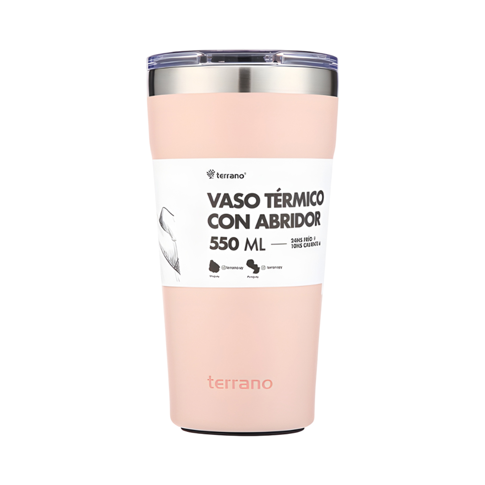 Copo Térmico com Abridor Terrano Terrano 550ML Rosado