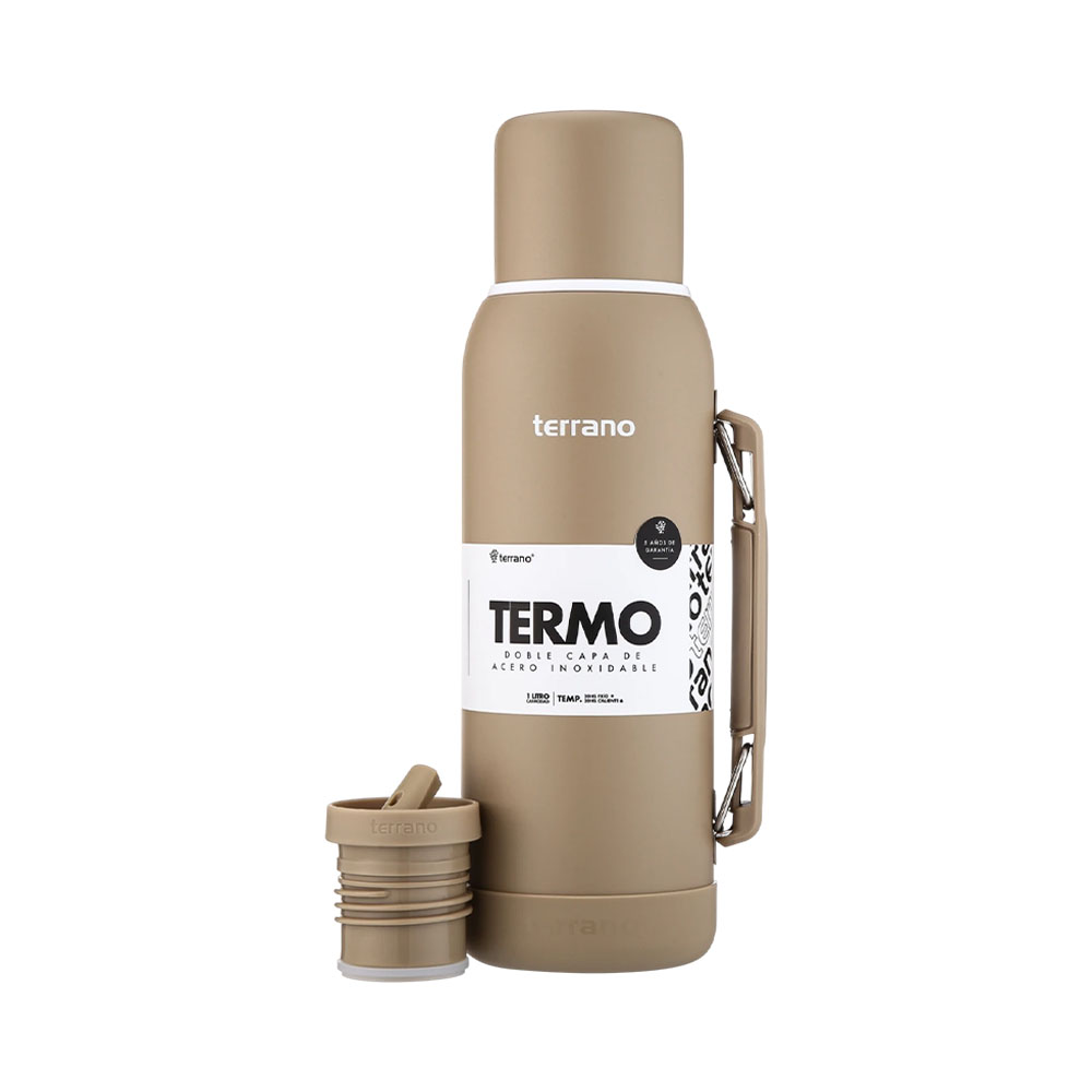Garrafa Térmica Premium Terrano com Base de Silicone 1L Areia