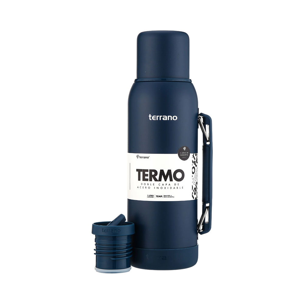 Garrafa Terrano + Base de Silicone 1L Azul Fosco