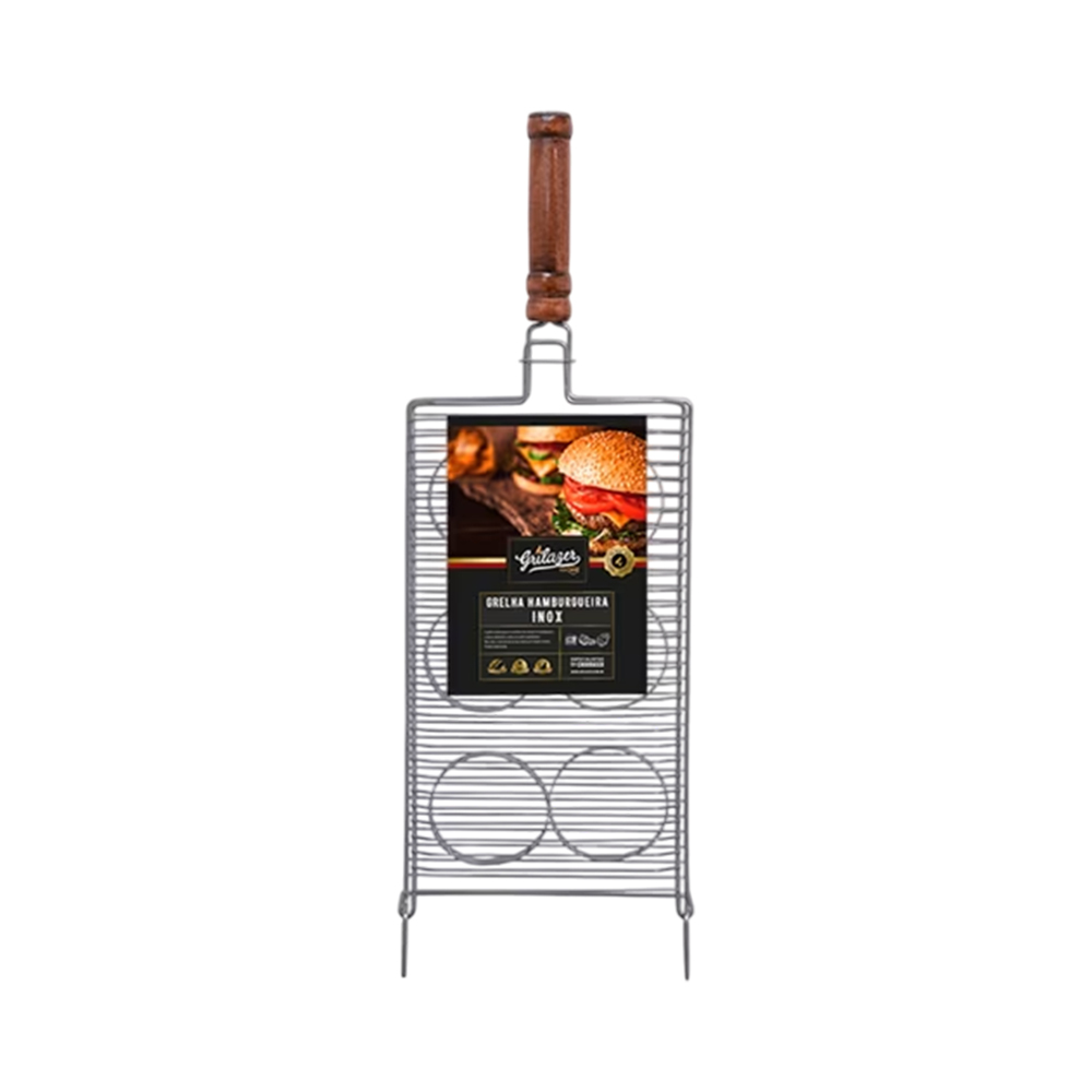 Grelha de Hambúrguer Grilazer GR0050 Aço Inoxidável 25X43CM