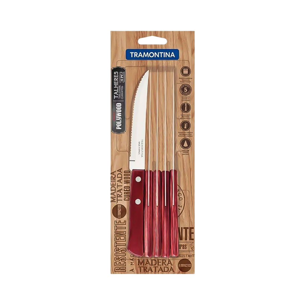 Set de Facas Tramontina Churrasco 21100/675 6 Peças Vermelho