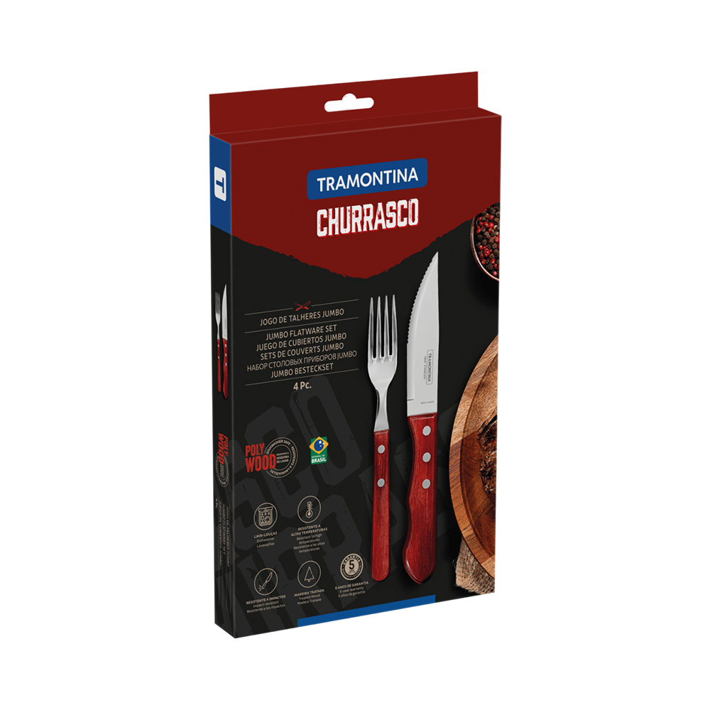 Juego de cubiertos para asado Tramontina Jumbo Pollywood 4 piezas