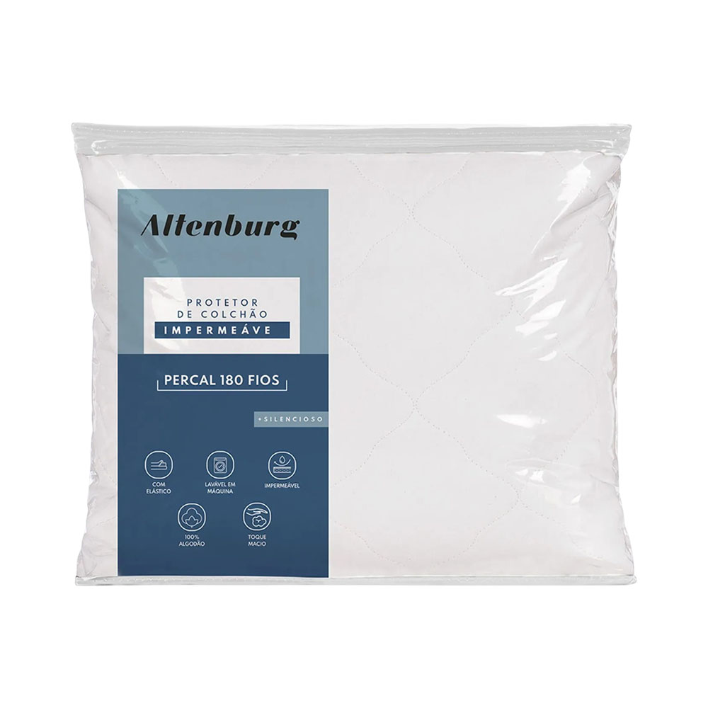 Protetor de Colchão Impermeável Altenburg Percal 180F Queen Size Branco