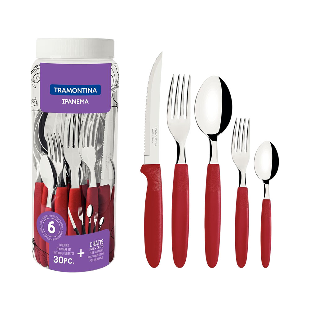 Conjunto de Talheres Tramontina Ipanema 23398/788 Vermelho 30 Peças
