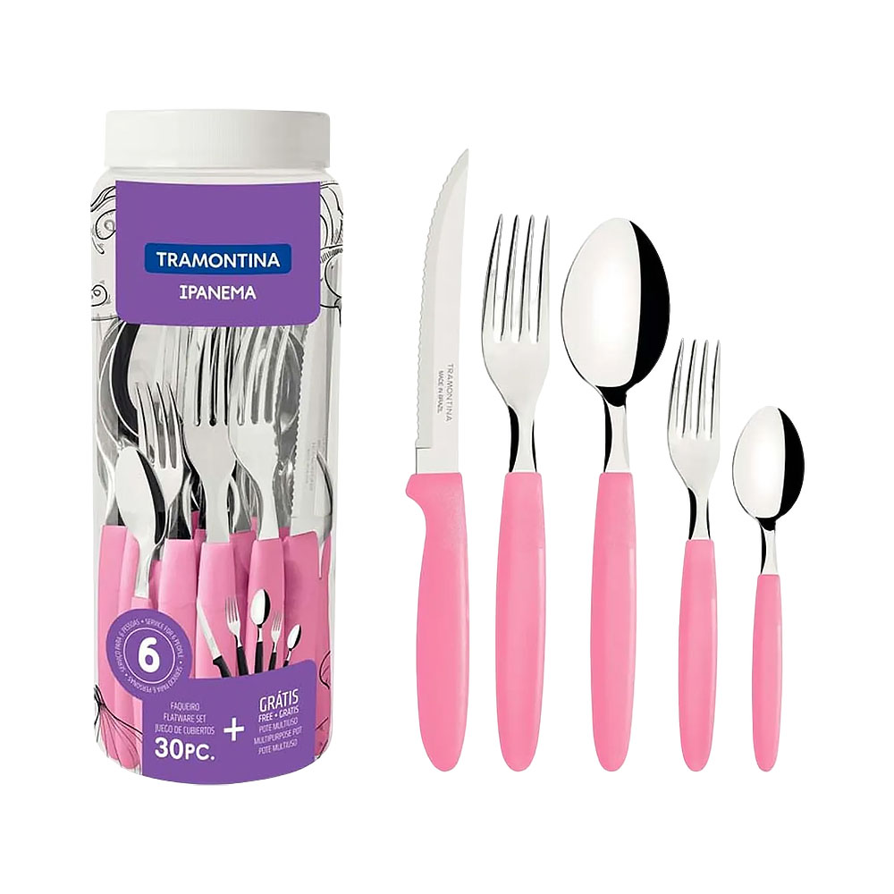 Conjunto de Talheres Tramontina Ipanema 23398/488 Rosa 30 Peças