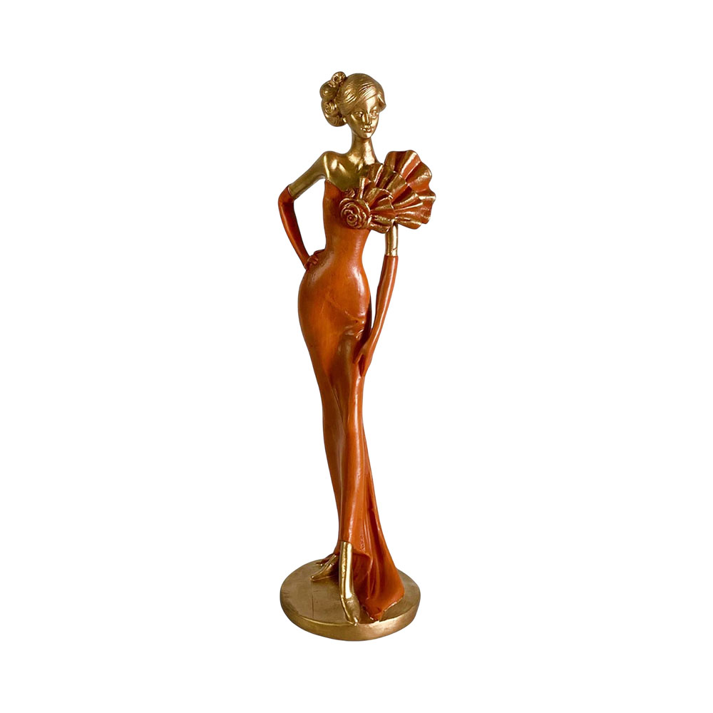 Figura Decorativa de Mulher Concepts 437-7211335 33.5 CM Dourado - Laranja
