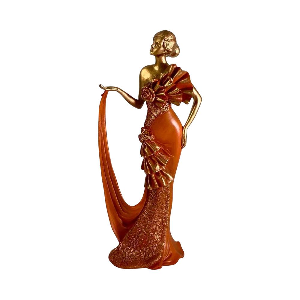 Figura Decorativa de Mulher Concepts 437-7211339 33.6 CM Dourado - Laranja