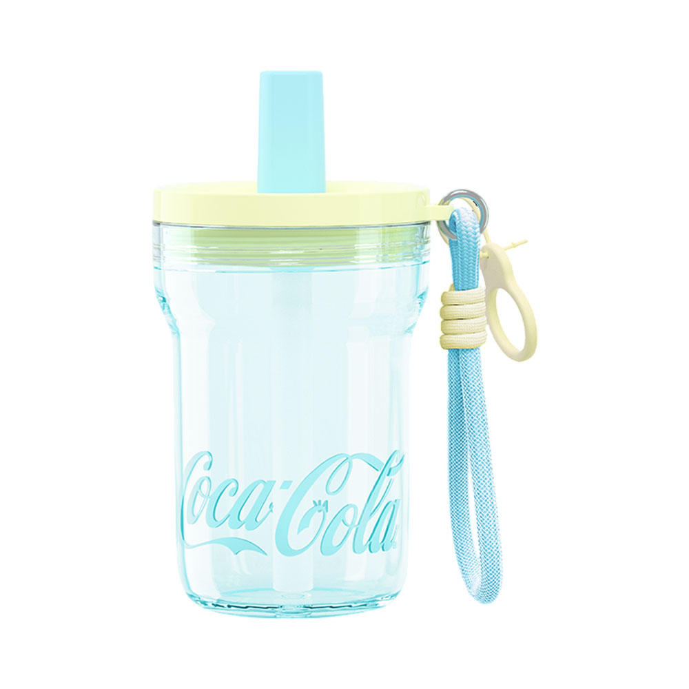 Copo Coca-cola NP510P1 com Canudo 510ML Azul Claro - Amarelo
