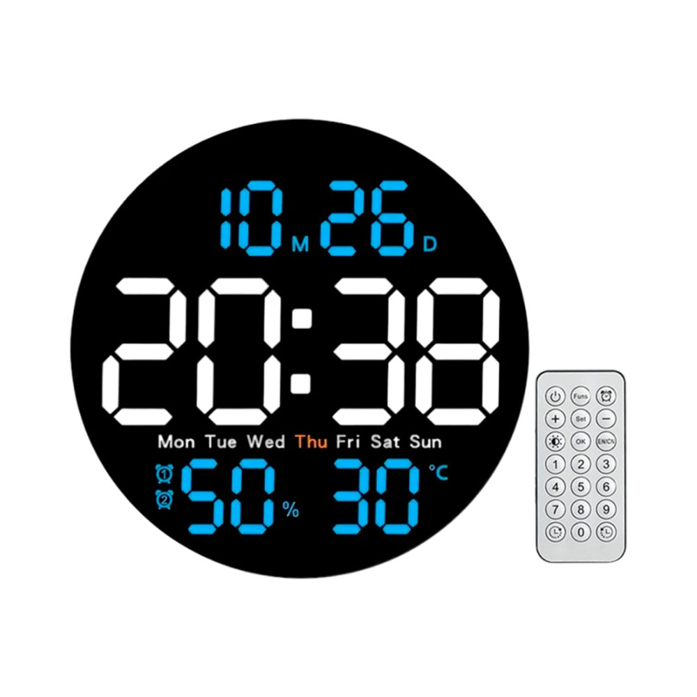 Relógio Digital de Parede Satellite AC-T6901 LED Branco - Azul