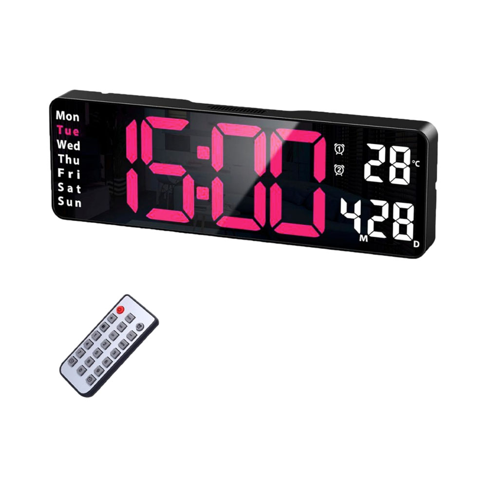 Relógio Digital de Parede Satellite AC-T6815 LED Rosa