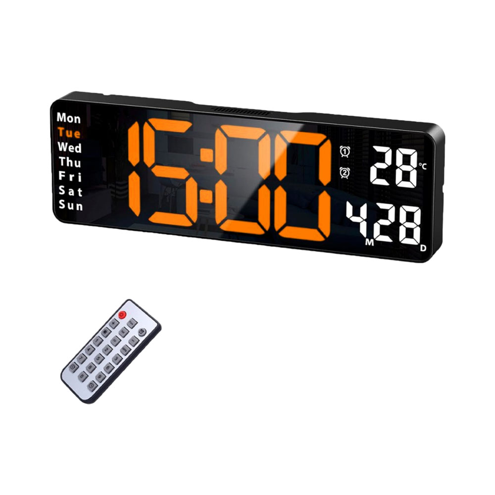 Relógio Digital de Parede Satellite AC-T6812 LED Laranja