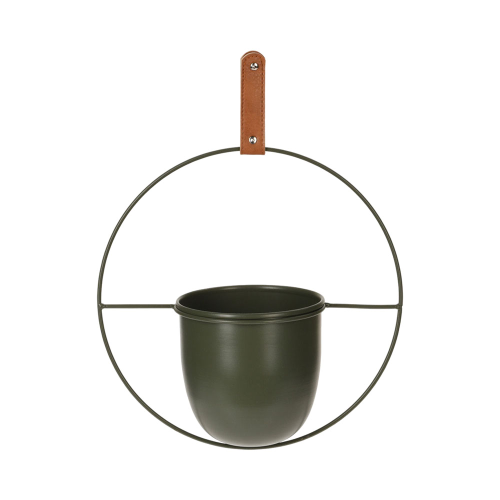 Vaso Pendente de Metal Kpm 029650 30 X 15 X 30 CM Verde Cáqui