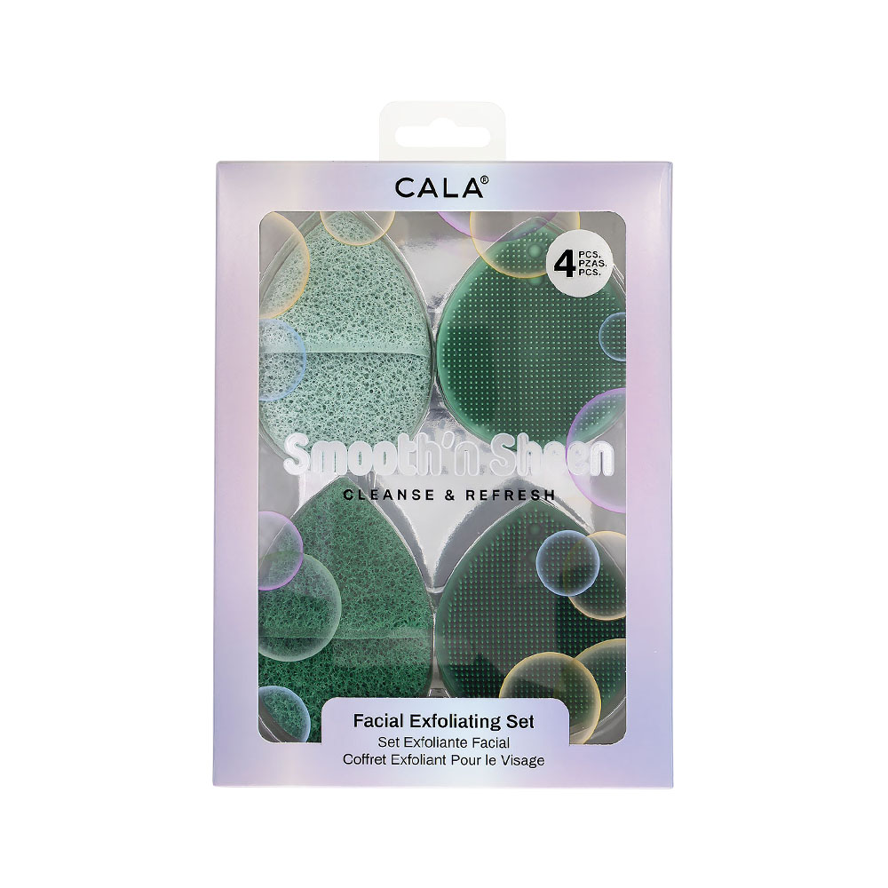 Kit de Esponjas Cala Smooth 'N Sheen Face Scrubs Green 4 Peças
