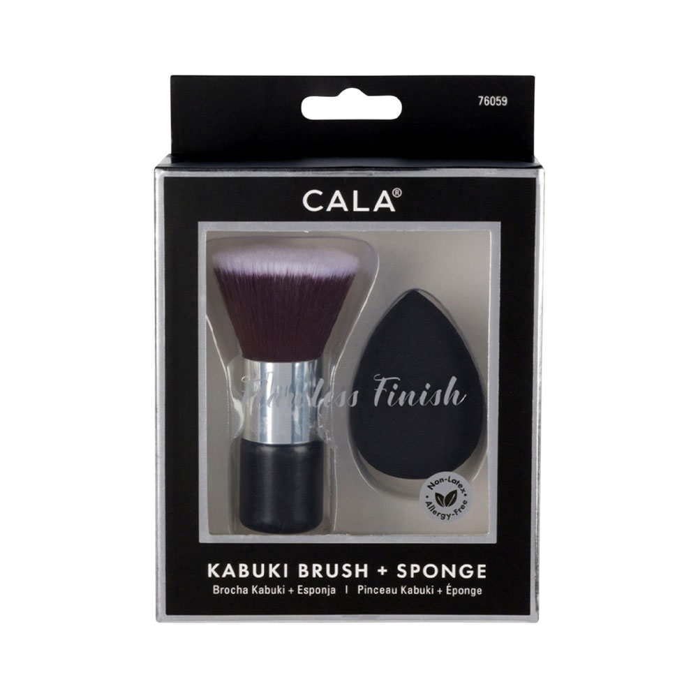 Set Cala Kabuki Brush & Sponge Black 2 Peças
