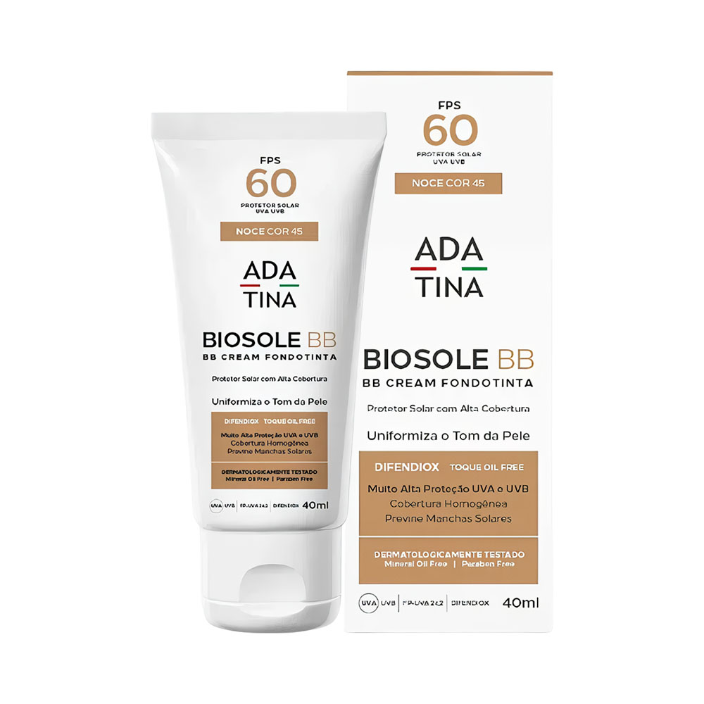 Protetor Solar Adatina Biosole BB Cream FPS60 Noce Cor 45 40ML