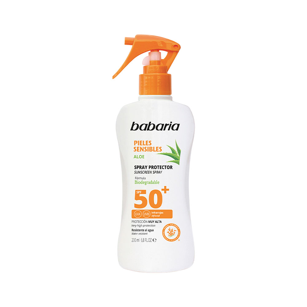Spray Protetor Babaria Aloe Pele Sensível Biodegradável SPF50+ 200ML