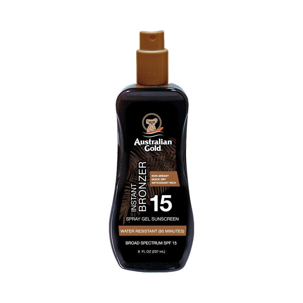 Protetor Solar Australian Gold Instant Bronzer Gel Spay SPF15 237ML