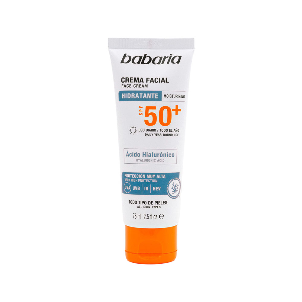 Creme Facial Babaria Solar Ácido Hialurónico Hidratante SPF50+ 75ML