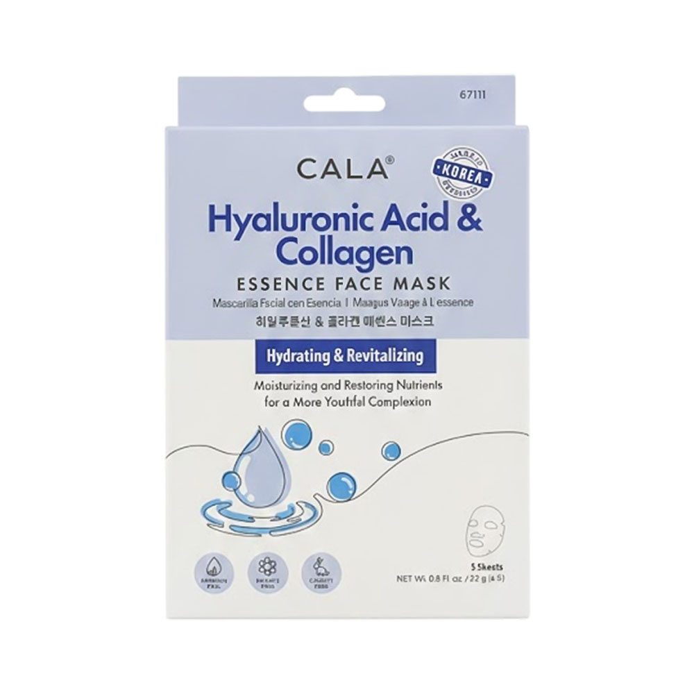 Máscara Facial Cala Hyaluronic Acid &amp; Collagen 5 Peças
