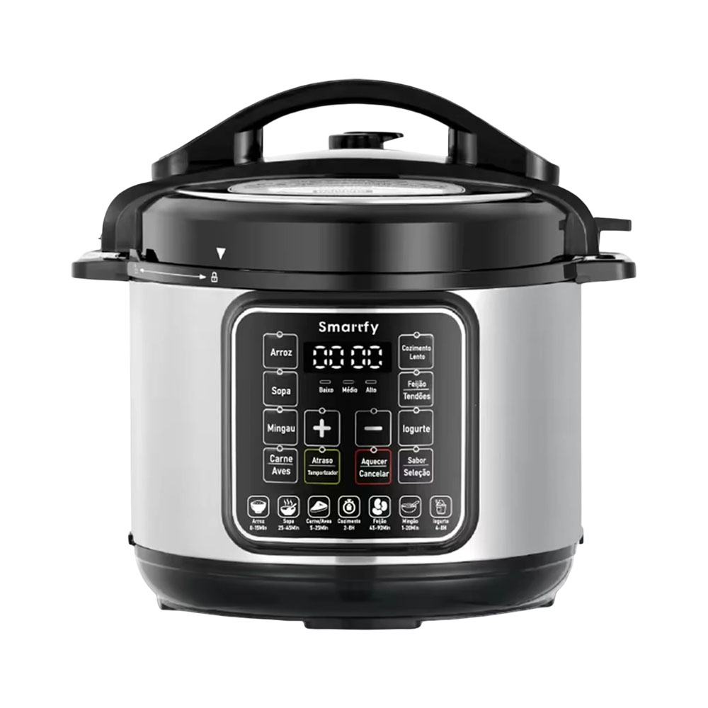 Panela de Pressão Elétrica Smartfy PP01B 6L 1000W 220V Prata/preto