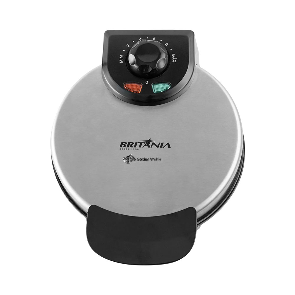 Waffleira Britânia Golden Waffle 850W 220V Prata - Preto