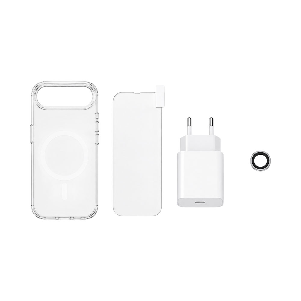 Kit Devia J07PD para Iphone 17 AIR com Carregador de 30 W Capa Protetor de Tela e Câmera