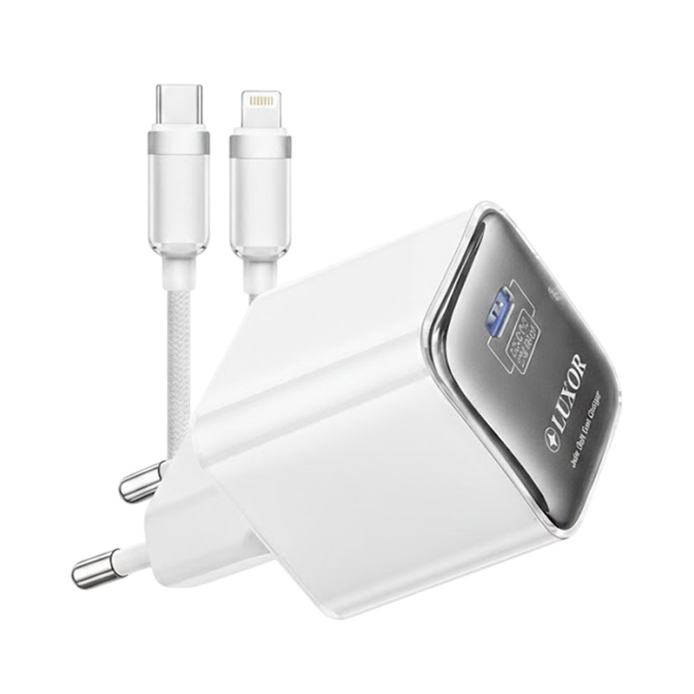 Carregador Luxor LX-3020WCL 20W + Cabo Usb-c a Lightning Branco