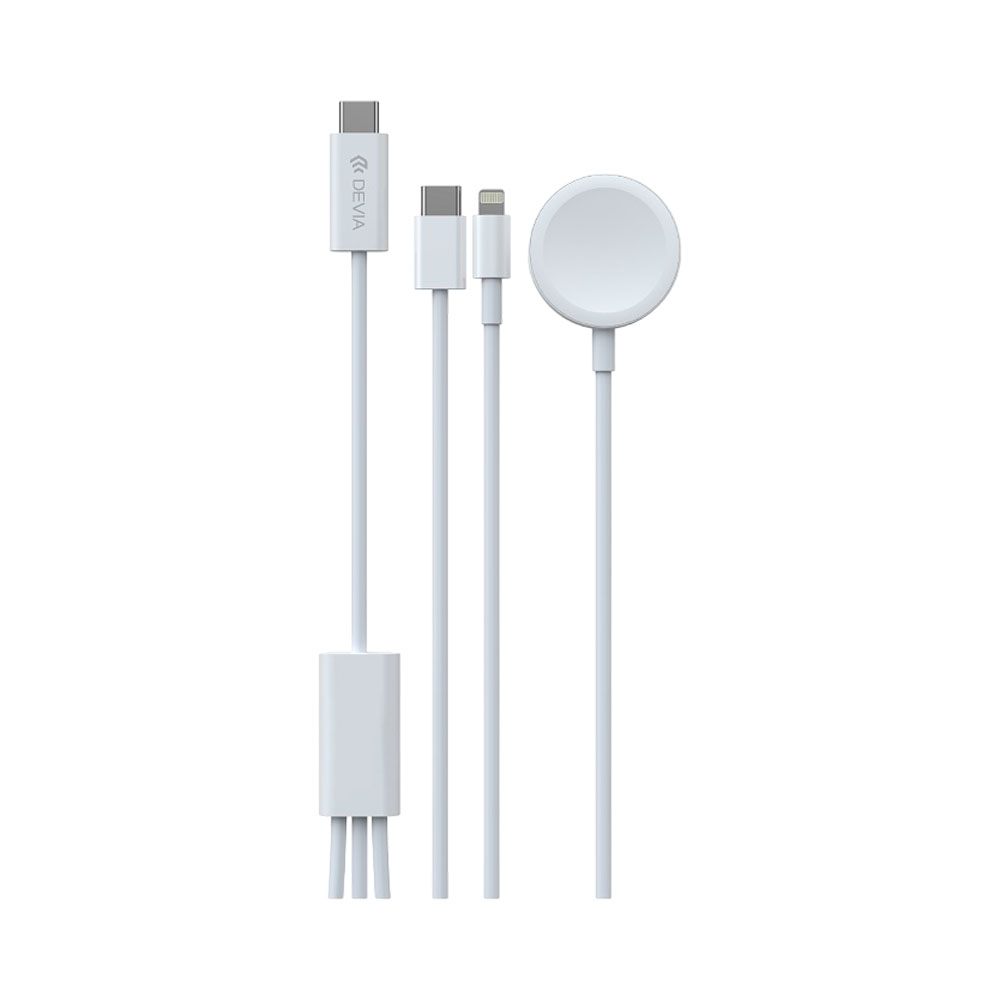 Cabo Carregador 3 em 1 Devia EA520 Usb-c Lightning Apple Watch