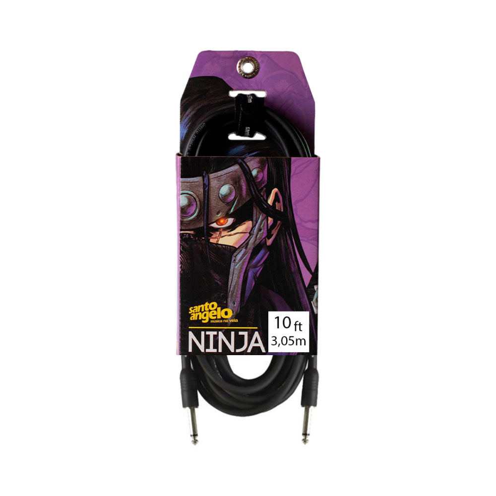 Cabo de Microfone Santo Angelo 10FT Ninja P10 para P10 3,05M Preto