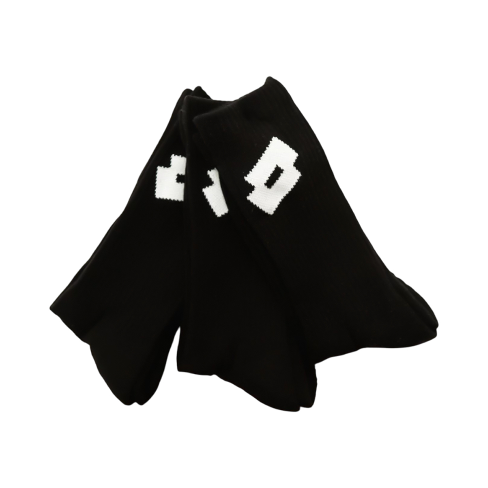 Meias Lotto H0423/BL-WH Crew Black White Unissex 3 Pares