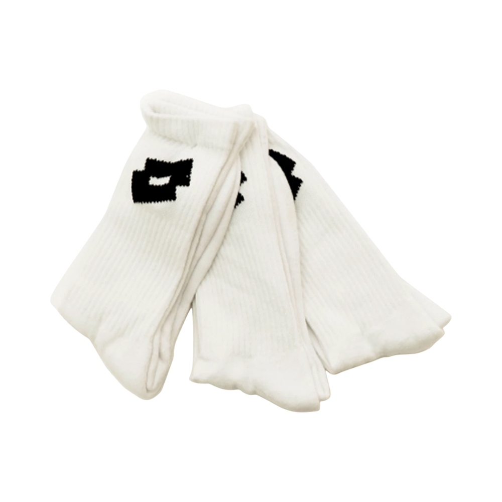 Meias Lotto H0419 Crew White Black Unissex 3 Pares