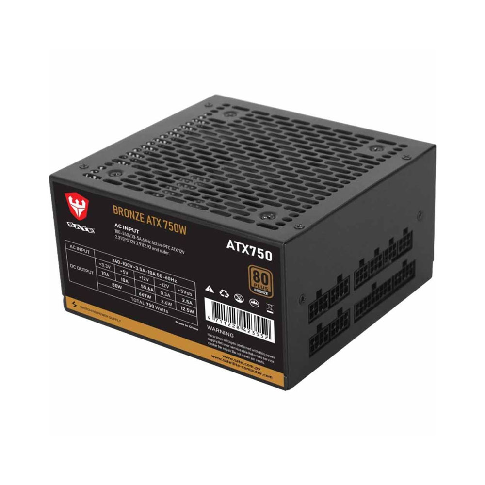 Fonte de Alimentação Sate Atx 750W Bronze 80 Plus Modular Preto