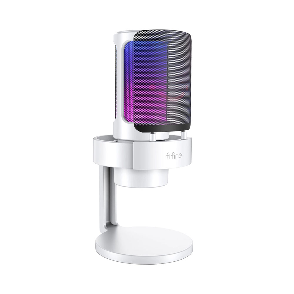 Microfone Condensador Cardióide Fifine Ampligame A8 RGB Branco