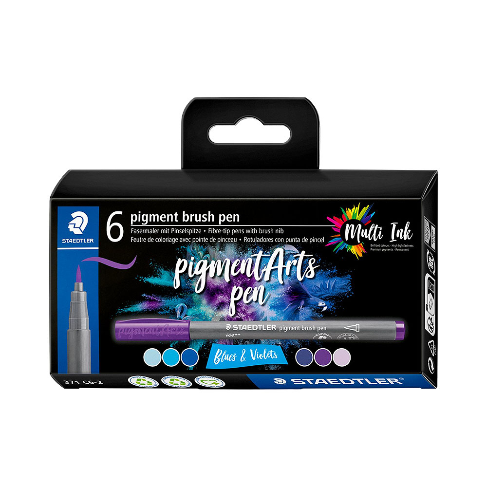 Marcador Staedtler Pigment Arts Brush Pen Blues & Violets 371 C6-2 6 Unidades