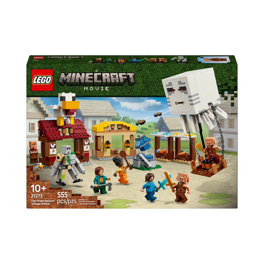 Juguete de Construcción Lego Minecraft Movie The Ghast Balloon Village Attack 21273 555 Piezas