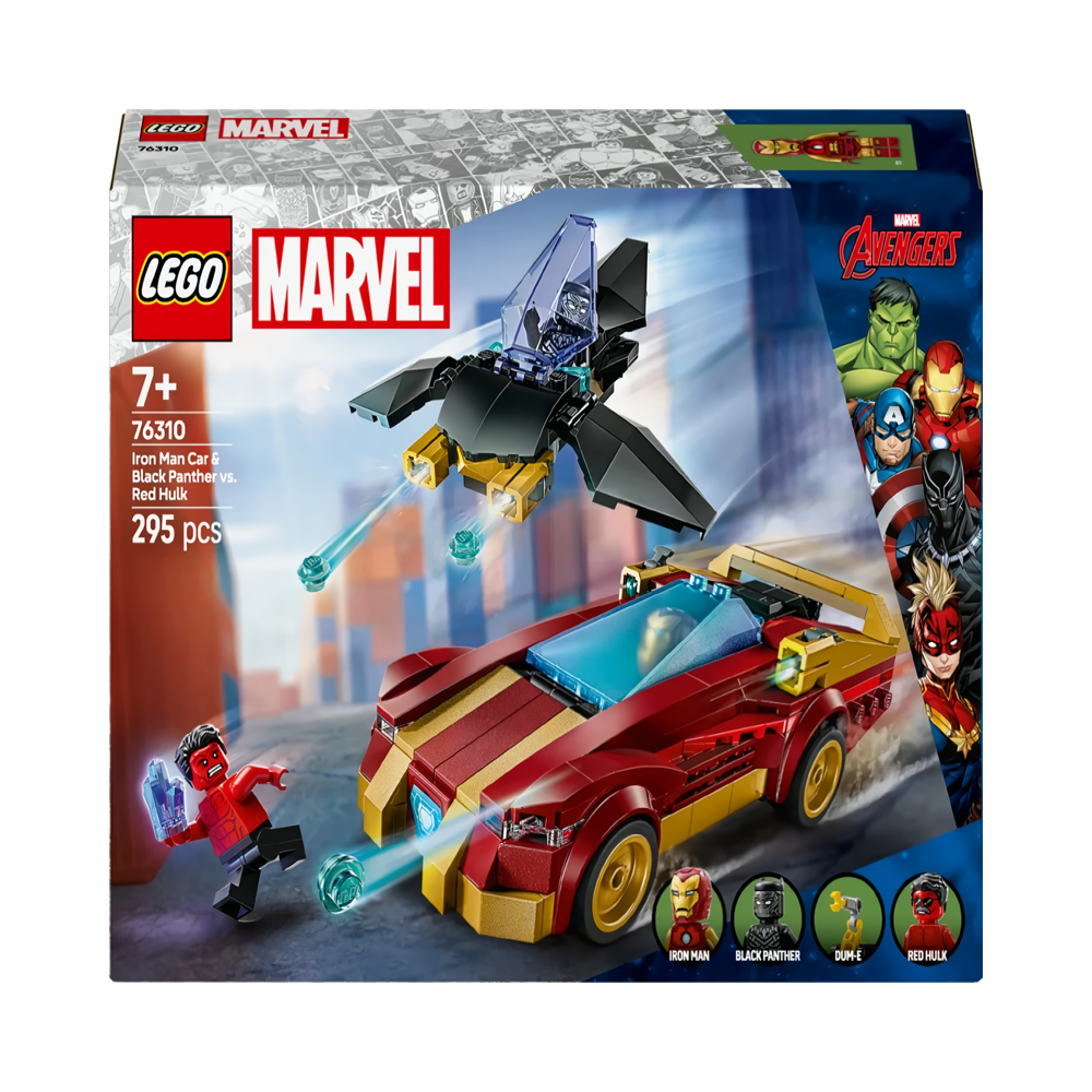 Brinquedo de Construção Lego Marvel Avengers Iron Man Y Black Panther VS Red Hulk 76310 295 Peças
