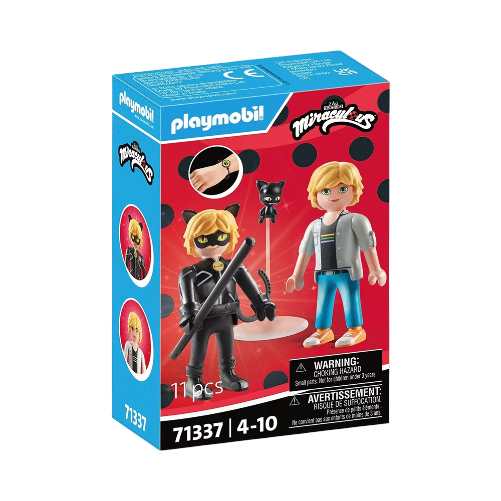 Brinquedo Playmobil Miraculous Adrien Y Cat Noir 71337