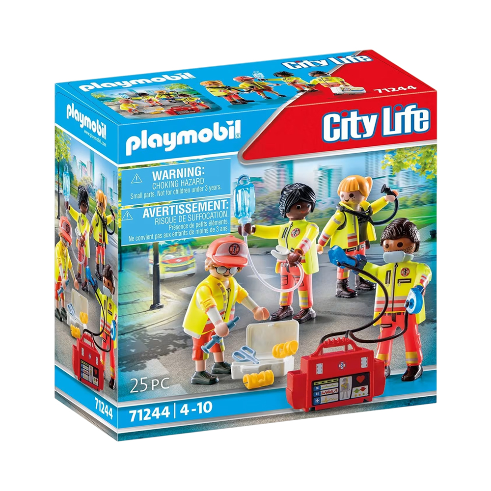 Brinquedo Playmobil Equipe de Resgate City Life 71244 25 Peças