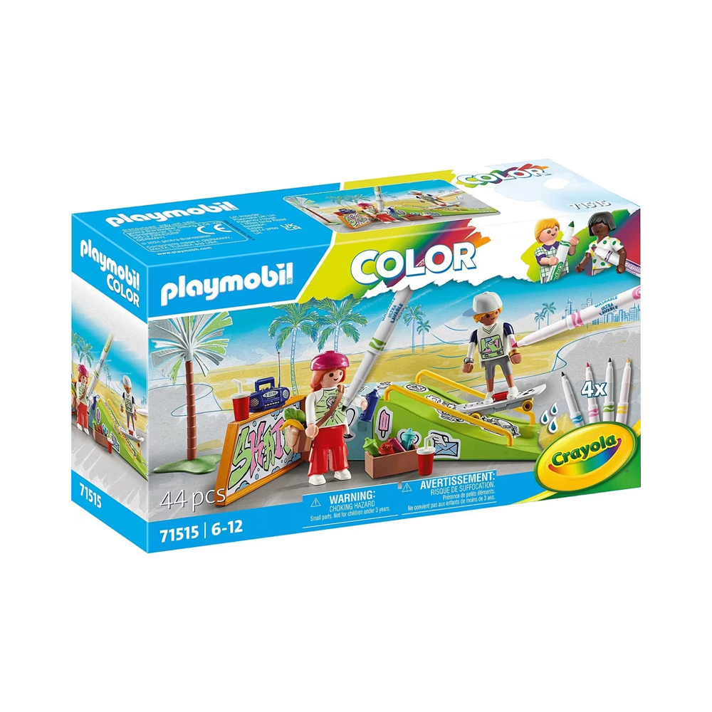 Brinquedo Playmobil Skatepark Color 71515 44 Peças
