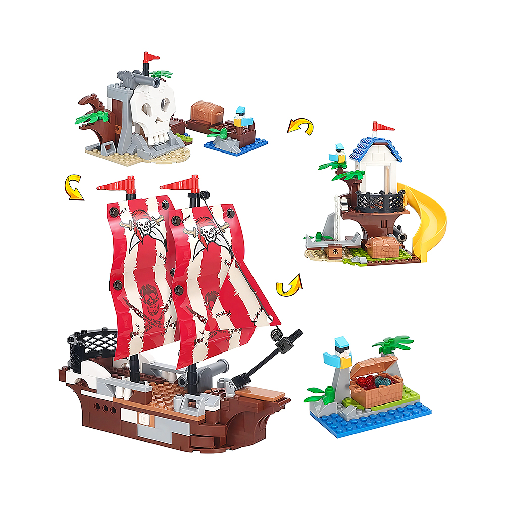 Juguete de Construcción Cogo Creative Player 3071 Pirate Treasure Island 3 EN 1 260 Piezas