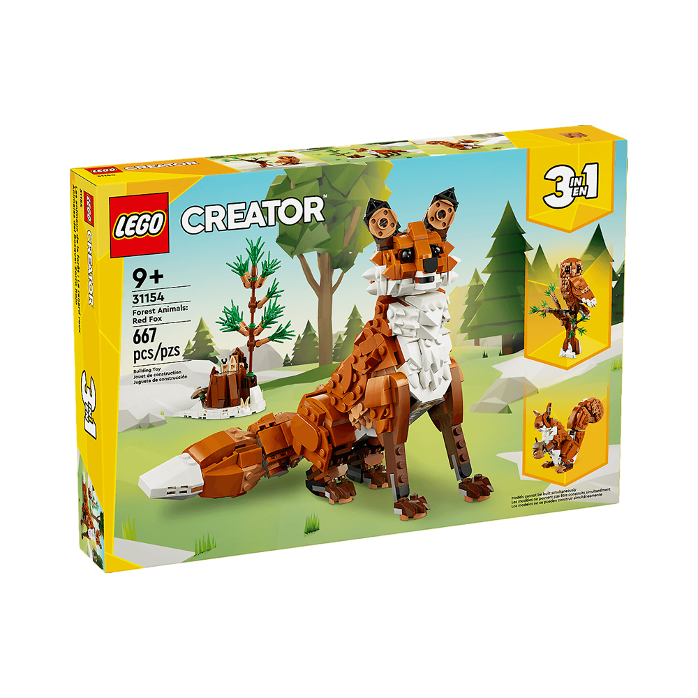 Brinquedo de Construção Lego Creator Animais da Floresta Raposa Vermelha 3 em 1 31154 667 Peças