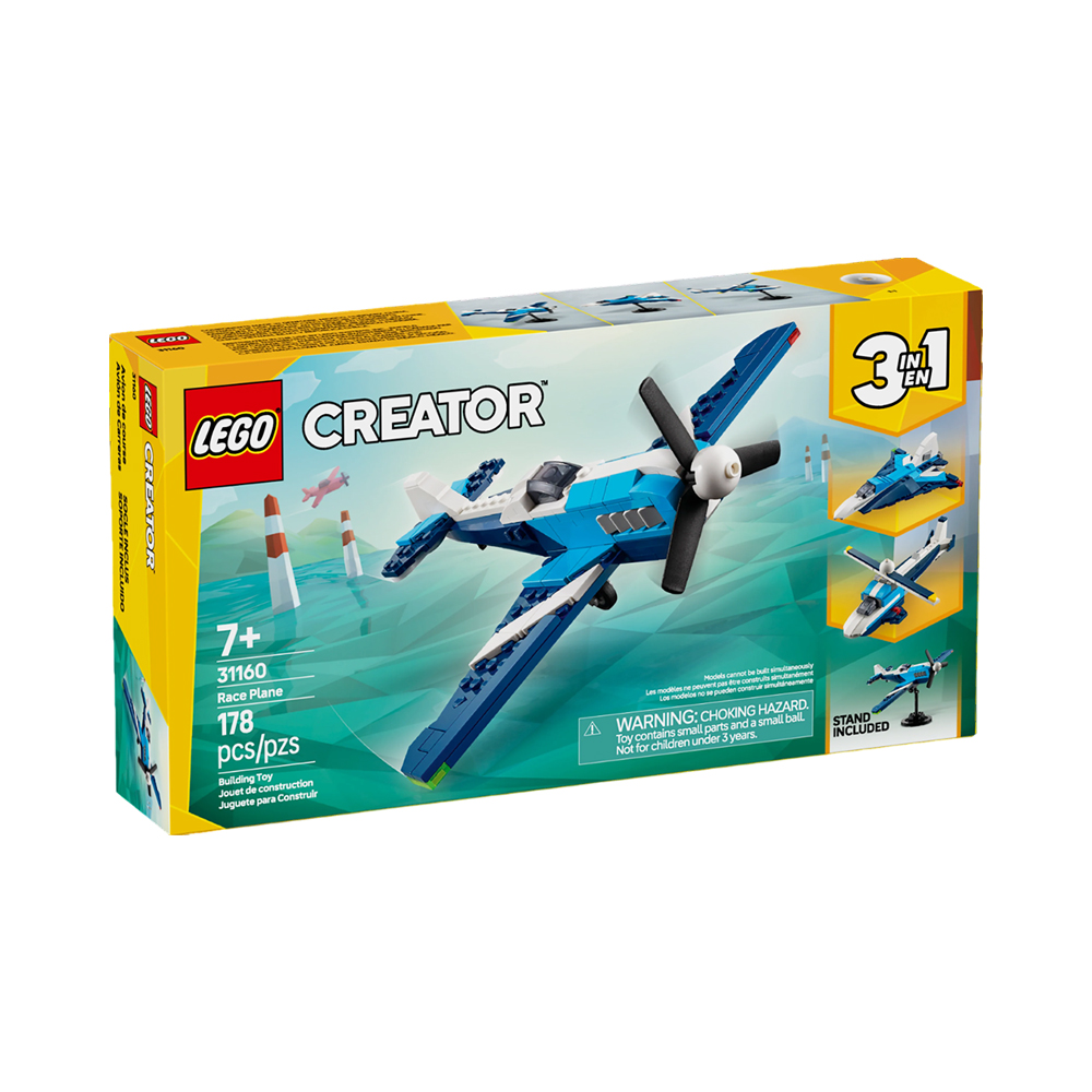 Brinquedo de Construção Lego Creator Avião de Corrida 3 em 1 31160 178 Peças
