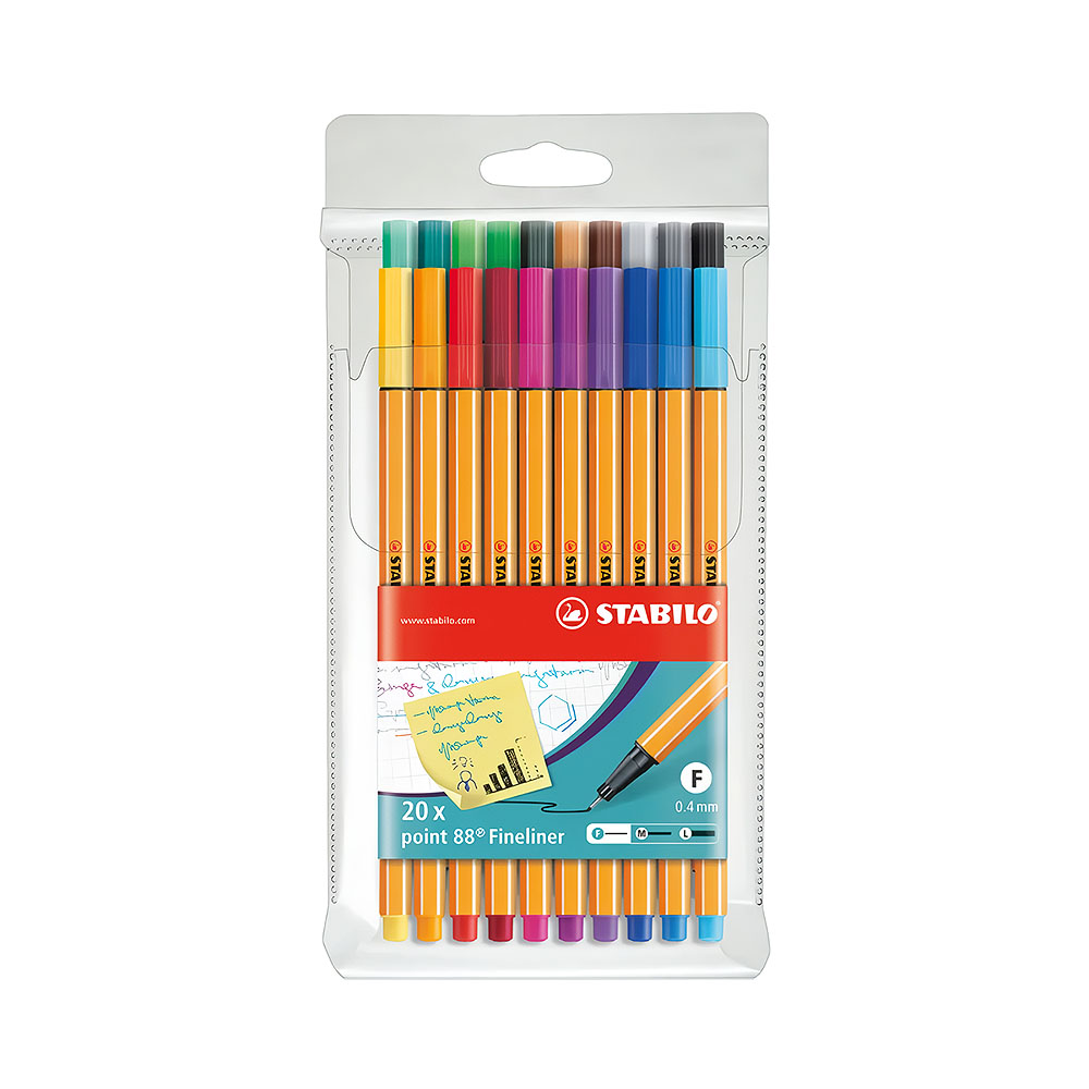 Caneta Marcadora Stabilo Fineliner 8820 Point 88 0,4MM 20 Unidades