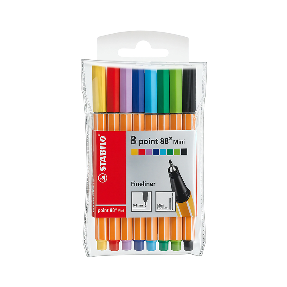 Caneta Marcadora Stabilo Fineliner Point 88 Mini 688/08-1 0,4MM 8 Unidades