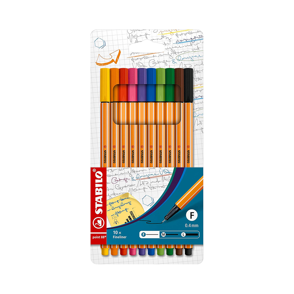 Caneta Marcadora Stabilo Fineliner Point 88 8810 0,4MM 10 Unidades