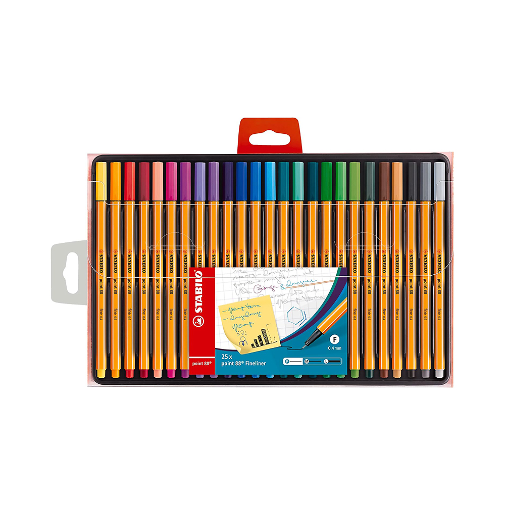 Caneta Marcadora Stabilo Fineliner Point 88 8825-1 0,4MM 25 Unidades