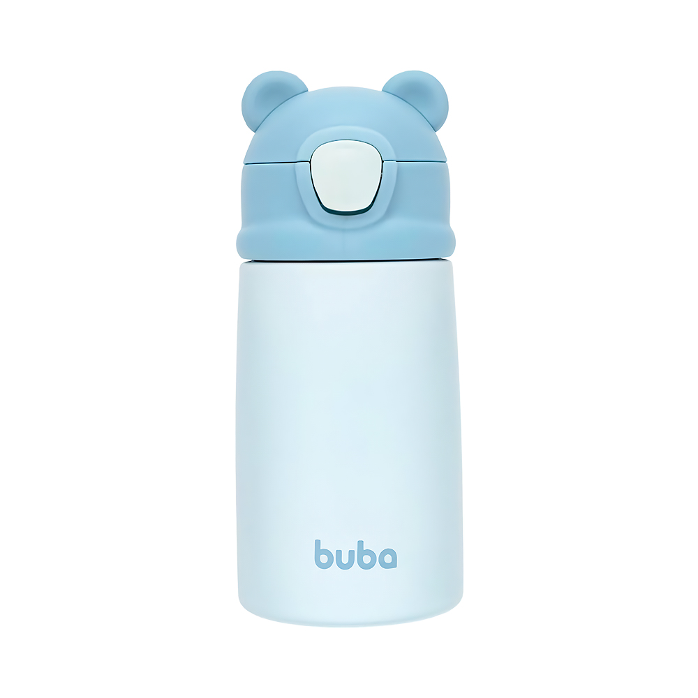 Garrafa Térmica com Canudo Buba Ursinho 18076 Azul 320ML